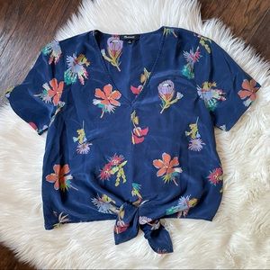Madewell Silk Novel Tie-Front Top